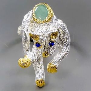 Adorable Genuine Emerald Sapphire Ring